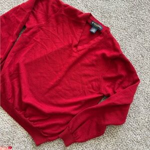 Brooks Brothers V-Neck Sweater in Rich Red